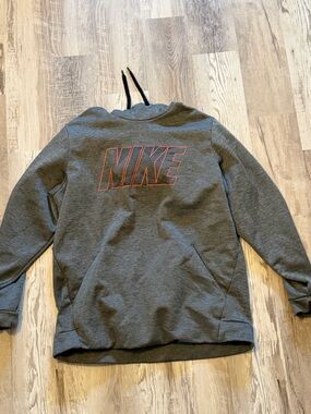 Nike Light Gray Dri-FIT Hooded Sweatshirt with Black Drawcords